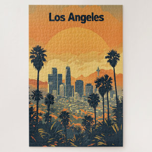 Los Angeles California Skyline Palmbaum Reise De Puzzle