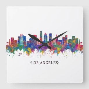 Los Angeles California Skyline Quadratische Wanduhr