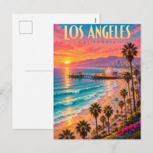 Los Angeles California Sonnenuntergang Reiseplakat Feiertagspostkarte