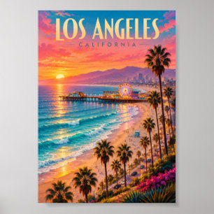 Los Angeles California Sonnenuntergang Reiseplakat Poster