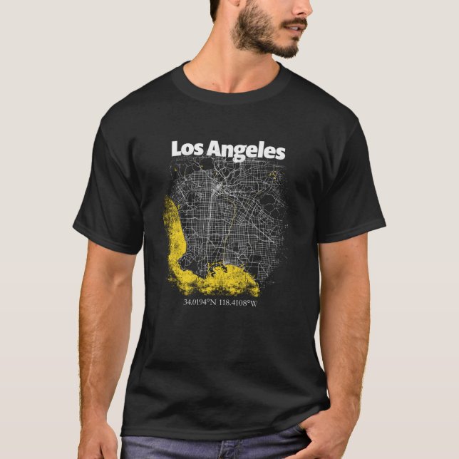 Los Angeles California Street Map Heimat Pride S T-Shirt (Vorderseite)