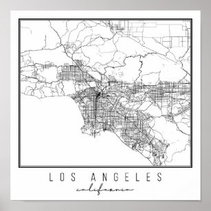 Los Angeles California Street Map Poster