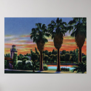 Los Angeles California Sunset at Echo Park Poster