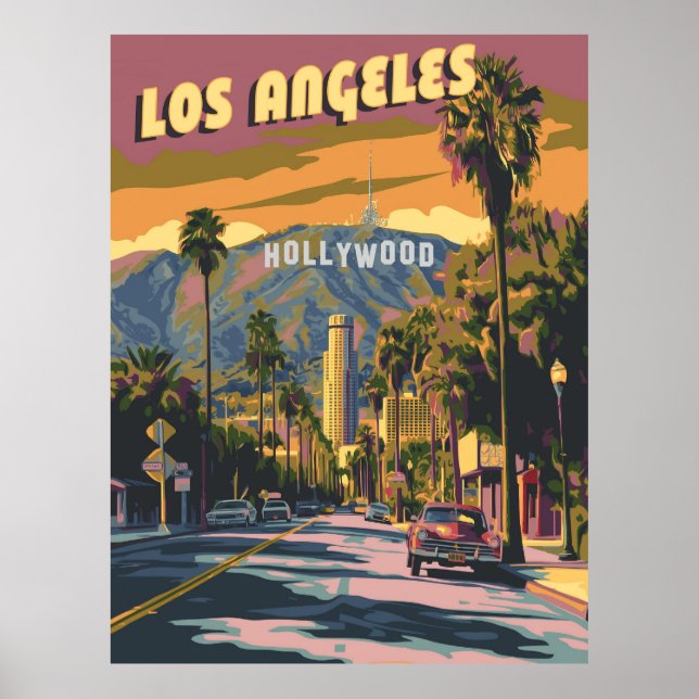 Los Angeles California Vintage Travel Poster (Vorne)