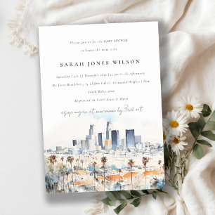Los Angeles, California Watercolor Baby Shower Einladung