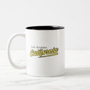 Los Angeles California Yellow Typografy Zweifarbige Tasse