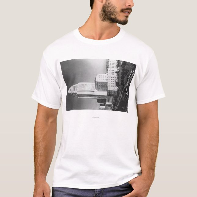 Los Angeles, CARathaus und Stadtansicht T-Shirt (Vorderseite)