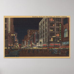 Los Angeles, CASouth Ansicht von Broadway von 6. Poster
