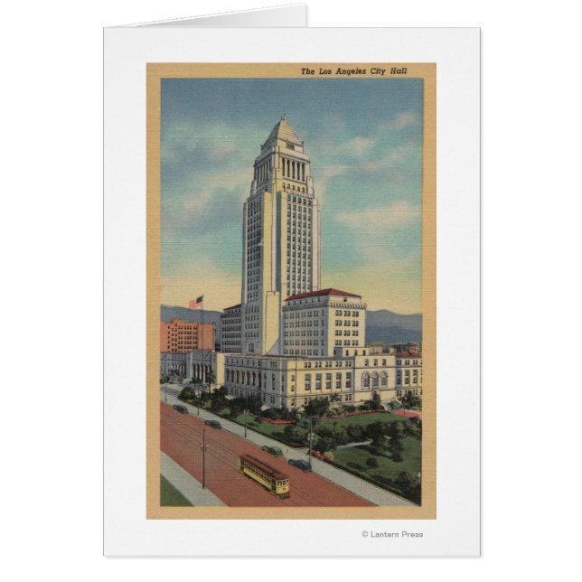 Los Angeles, CAView of City Hall and Cable Car (Vorne)