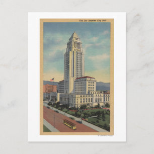 Los Angeles, CAView of City Hall and Cable Car Postkarte