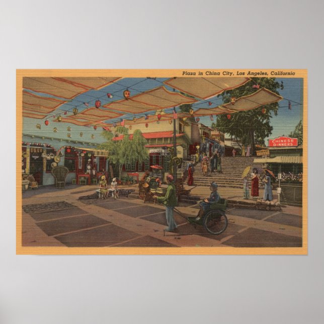 Los Angeles, CAView of Plaza in Chinatown Poster (Vorne)