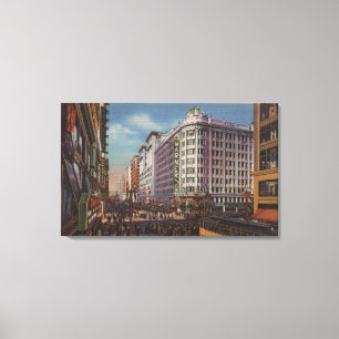 Los Angeles, CAView von Warner Bros. auf 7. St. Leinwanddruck