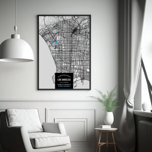 Los Angeles City Map + Ort markieren Poster