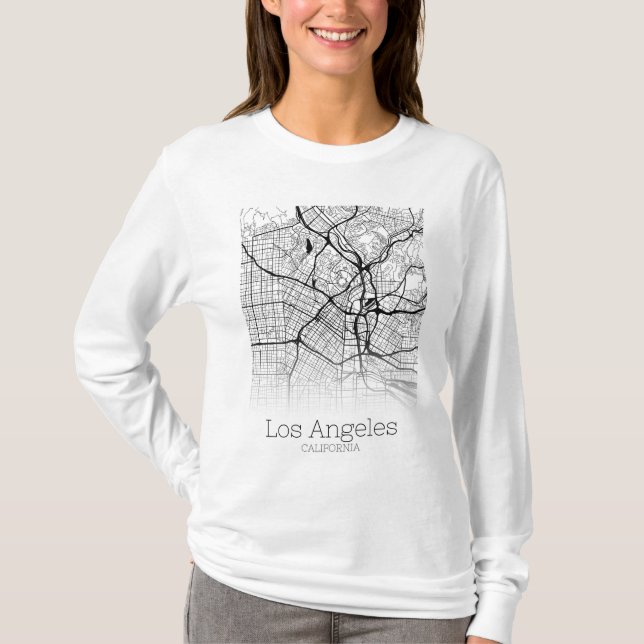 Los Angeles City Map T-Shirt (Vorderseite)
