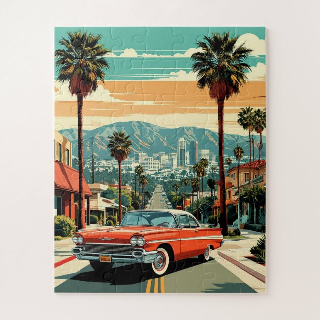 Los Angeles City Palm Tree Scenic Puzzle (Vertikal)
