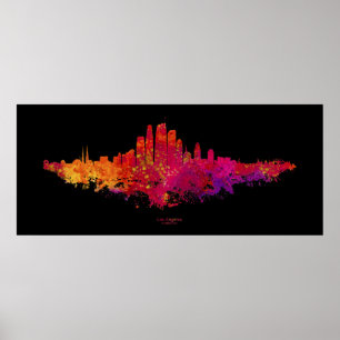 Los Angeles City Skyline Colorful Poster