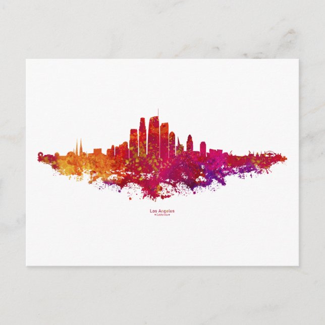 Los Angeles City Skyline Colorful Postkarte (Vorderseite)