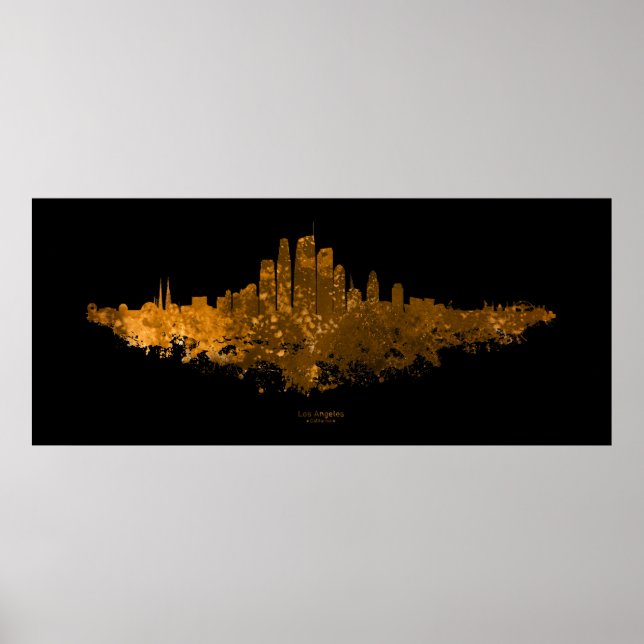 Los Angeles City Skyline - Orange Poster (Vorne)