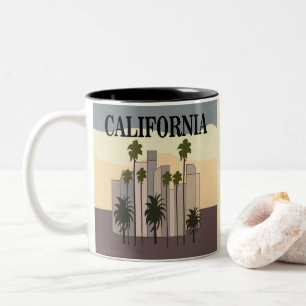 Los Angeles Cityscape Sunset Palm Trees Kalifornie Zweifarbige Tasse