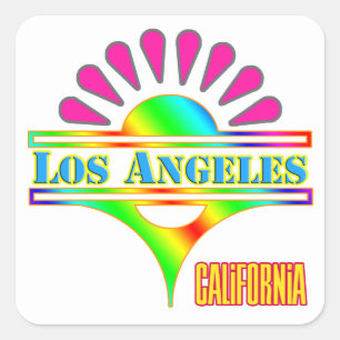 "Los Angeles Colorful 1"-Aufkleber Quadratischer Aufkleber