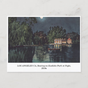 Los Angeles, Eastlake Park Boating at Night 1910s Feiertagspostkarte