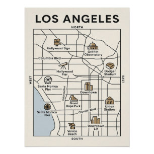 Los Angeles entdecken - Minimalistisches Iconic Ma Poster