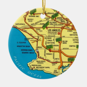Los Angeles farbenfrohe Karte Keramik Ornament