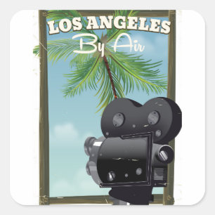Los Angeles Film Kamerareiseplakat Quadratischer Aufkleber