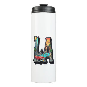 Los Angeles Gothic Retro Auto & Skelett Design Thermosbecher