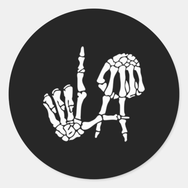 Los Angeles Hand Sign Skeleton Runder Aufkleber (Vorderseite)