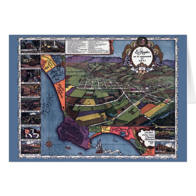 Los Angeles, Kalifornien, antike Luftkarte (Vorderseite (Horizontal))