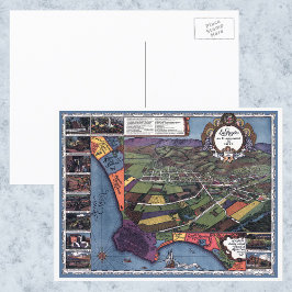Los Angeles, Kalifornien, antike Luftkarte Postkarte