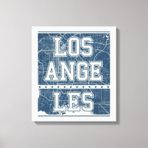 Los Angeles, Kalifornien   Blue City Map Leinwanddruck
