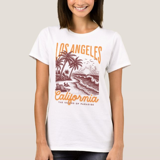 Los Angeles Kalifornien, Die Insel des Paradieses T-Shirt (Vorderseite)