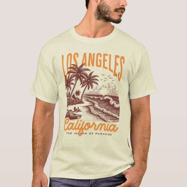 Los Angeles Kalifornien, Die Insel des Paradieses T-Shirt (Vorderseite)
