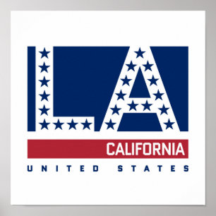Los Angeles, Kalifornien   Rot, Weiß und Blau Poster