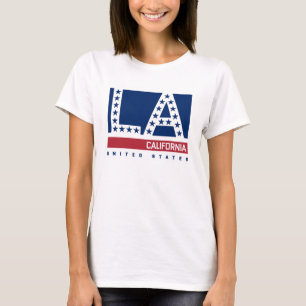 Los Angeles, Kalifornien rote, weiße u. blaue T-Shirt