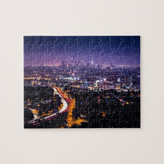 Los Angeles, Kalifornien-Skyline nachts Puzzle (Horizontal)