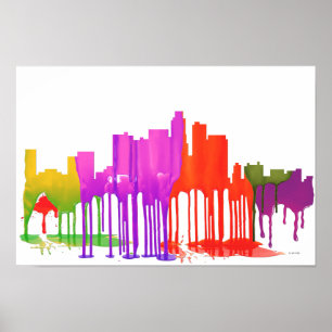 LOS ANGELES, KALIFORNIEN SKYLINE PUDDLES - POSTER