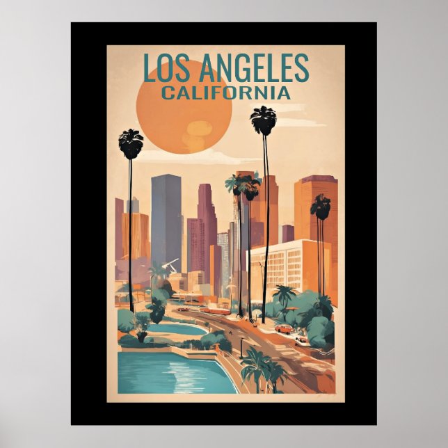 Los Angeles, Kalifornien, Vintage Illustration Poster (Vorne)