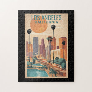 Los Angeles, Kalifornien, Vintage Illustration Puzzle