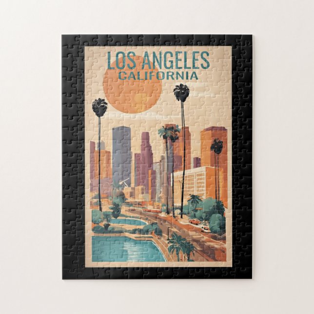 Los Angeles, Kalifornien, Vintage Illustration Puzzle (Vertikal)