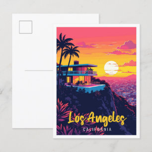 Los Angeles Kalifornien Vintage Reiseillustration Postkarte