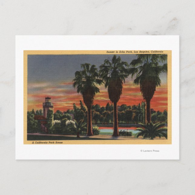 Los Angeles, KalifornienSunset in Echo Park Postkarte (Vorderseite)