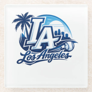 Los Angeles LA Blau-Weißes Stadtlogo Glasuntersetzer