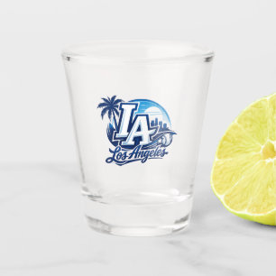Los Angeles LA Blau-Weißes Stadtlogo Schnapsglas