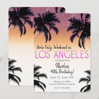 Los Angeles LA Summer Girls Wochenende Geburtstags Einladung