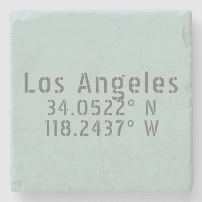 Los Angeles Latitude Longitude Steinuntersetzer (Vorderseite)
