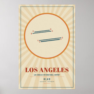 Los Angeles LAX Flughafen-Runway-Map-Poster Retr Poster