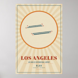 Los Angeles LAX Flughafen-Runway-Map-Poster | Retr Poster
